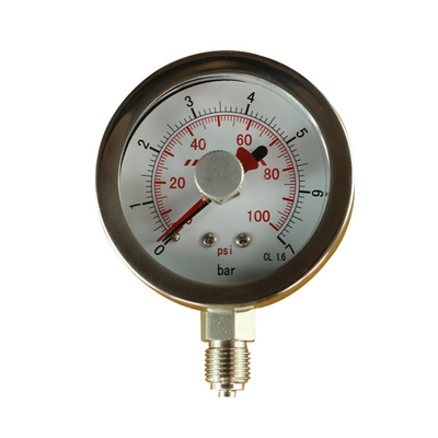 2 pulgadas indicador llenado líquido 0-100 PSI 1/8" de la presión de carburante de 1,5 pulgadas indicador de memoria ajustable del Npt